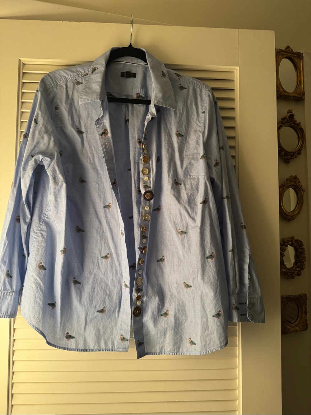 Talbots Light Blue Custom Button-Down Shirt with Duck Embroidery